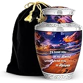 STONLIF Footprint Adult Cremation Urn for Human Ashes – Large Aluminum Burial Urn – Memorial Funeral Urn for Men & Women