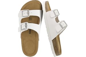 CUSHIONAIRE Lane Kids Sandals, Comfortable Cork Footbed Slide with Adjustable Straps and Supportive Design for Boys and Girls