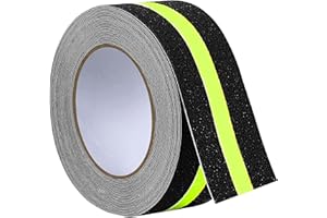 TOTAT Glow in Dark Anti Slip Tape, 2" x35FT Heavy Duty Waterproof Safety Grip Tape for Stairs, Pool, Bathroom - Black & Glow Stripe Indoor/Outdoor Multi-Purpose Traction Tape