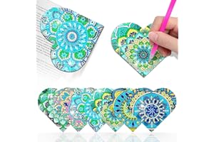 CharySim 6 Pcs Diamond Art Painting Bookmarks with Crystal Dimond Art Kits and Crafts Kits for Adults Women Gifts Blue Green
