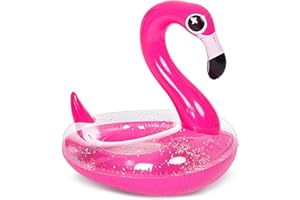 JOYIN Inflatable Flamingo Pool Floats - Flamingo Pool Tube Swim Ring Floaties with Glitter for Adults Kids Floating, Fun Beach Lake Floaty Raft, Summer Swimming Pool Toys Party Decorations