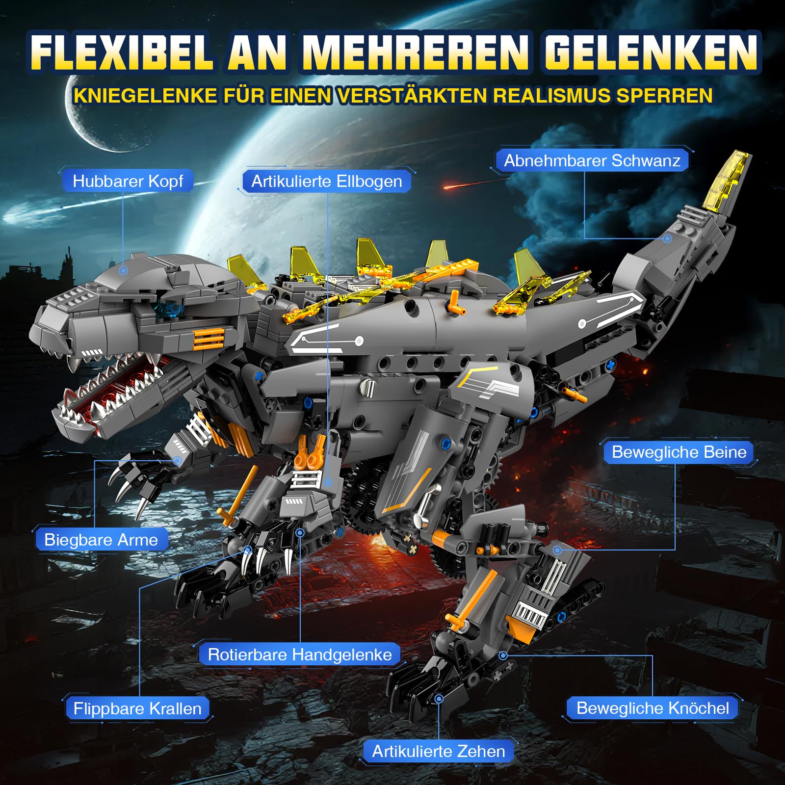 Technic Roboter Bauspielzeug Bausatz ab 8+, 5-IN-1 RC Roboter und Auto 4