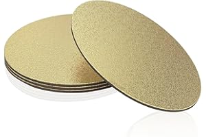 WANBAO 4 Pack 10 Inch Round Cake Boards - Gold, Perfect for Wedding, Birthday, Dessert, Pizza Decorating & Exhibition