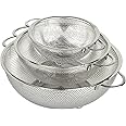 HÖLM 3-Piece Stainless Steel Mesh Micro-Perforated Strainer Colander Set (1-Quart, 2.5-Quart and 4.5-Quart)