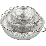 HÖLM 3-Piece Stainless Steel Mesh Micro-Perforated Strainer Colander Set (1-Quart, 2.5-Quart and 4.5-Quart)