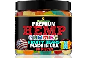 HEALTHERGIZE Hemp Gummies for Sleep-Infused Bedtime Support, Relax, Calm, Discomfort-High Potency Hempoil Gummy Bears Peace and Relaxation-Fruity Flavors-Natural Omega Hemp Edibles-Made in USA-90 Bears