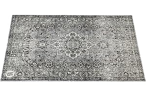 DRUM N BASE DRUMnBASE Vintage Persian Style Stage Rug, Non Slip Waterproof Rug for Stage or Studio Use to Reduce Vibrations, Gray, 4.26 FT X 3 FT