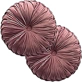 Teieas 2 Pcs Round Throw Pillows Decorative Pumpkin Velvet Boho Pleated Bed Pillows Back Support for Couch Chair Dorm Car 14.96'' (Blush)
