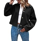 Cicy Bell Womens Cropped Pea Coat Casual Button Down Short Jackets Fall Winter Outerwear