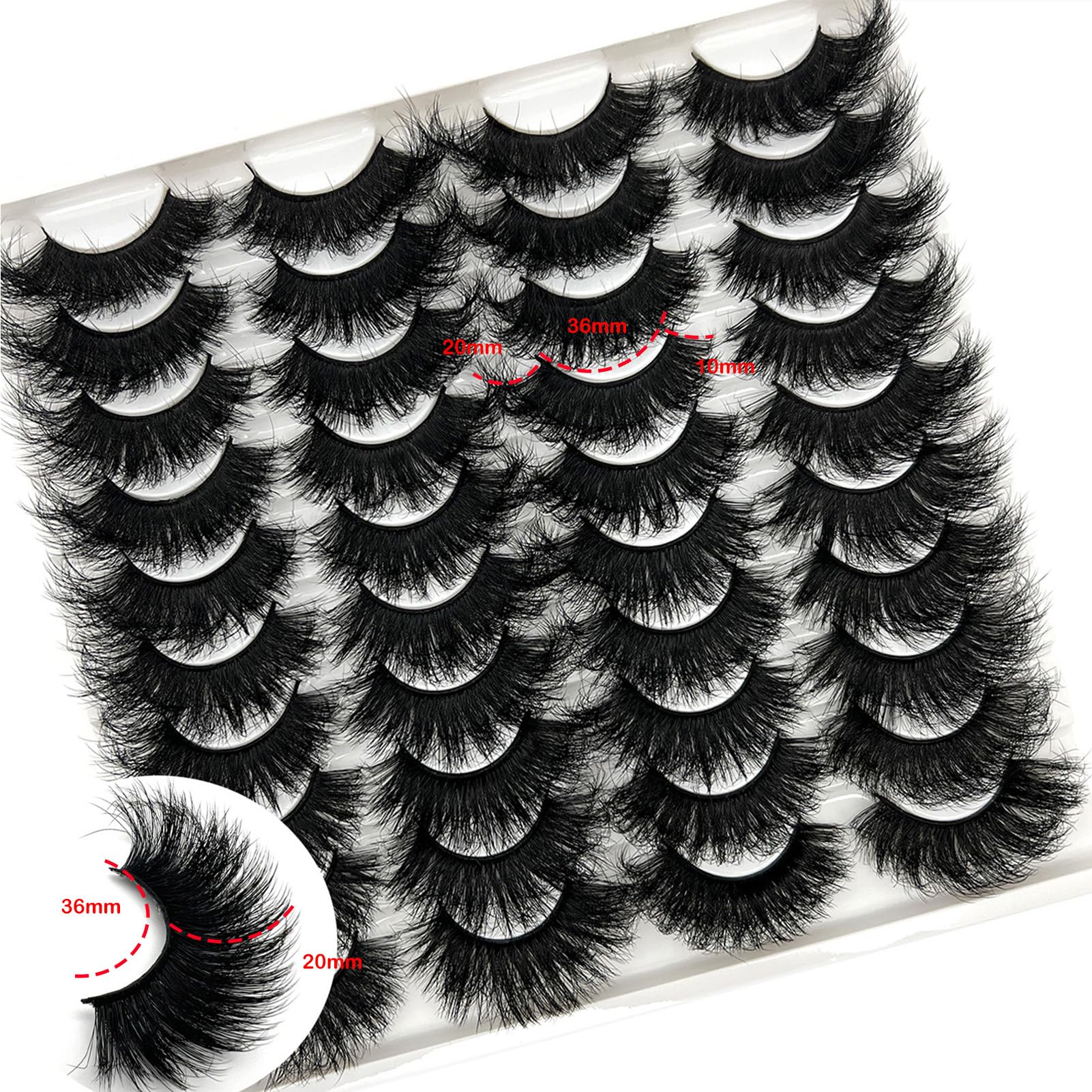 Mink Lashes Wispy 20mm 3D Volume Full Dramatic Faux Mink D Curl Strip Lashes That Look Like Extensions Long Eye Lashes Pack 25 mm Cat Eye False Eyelashes Natural Look