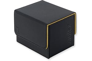 Vault X Trading Card Sideloading Deck Box, 100+ sleeved cards, Premium Exo-Tec Material, Card Holder Storage Box, Detachable Magnetic Lid, for MTG Commander Game, TCG (Black/Electric Yellow)