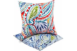 JMGBird 18×18 Inch Outdoor Lumbar Pillows Pack of 2 Colors Waterproof Throw Pillows with Insert Rectangular Decorative Garden Cushion for Home Furniture Patio Coach Sofa
