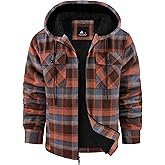 SCODI Men's Flannel Jacket Sherpa Lined Hoodies Zip Up Fleece Plaid Shirt Jackets Winter Outdoor Coat Warm Outwear