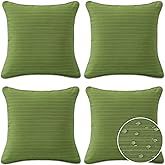 Unimatta Decorative Outdoor Water Repellent Throw Pillows with Inserts, Set of 4, 18" x18" Pillows for Patio, Backyard, Bed, Couch, and Patio Furniture, Lawn Green