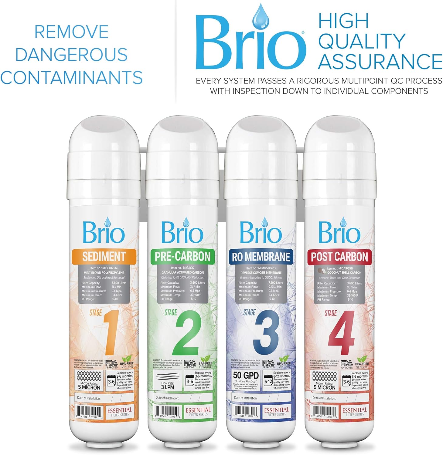 Brio Commercial Grade Bottleless Ultra Safe Reverse Osmosis Drinking Water Filter Water Cooler Dispenser-3 Temperature Settings Hot, Cold & Room Water - UL/Energy Star Approved – Point of Use: Home Improvement