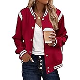 Zeagoo Bomber Jacket Women Varsity Casual Button Down Lightweight 2026 Spring Fashion Short School Outfits with Pockets