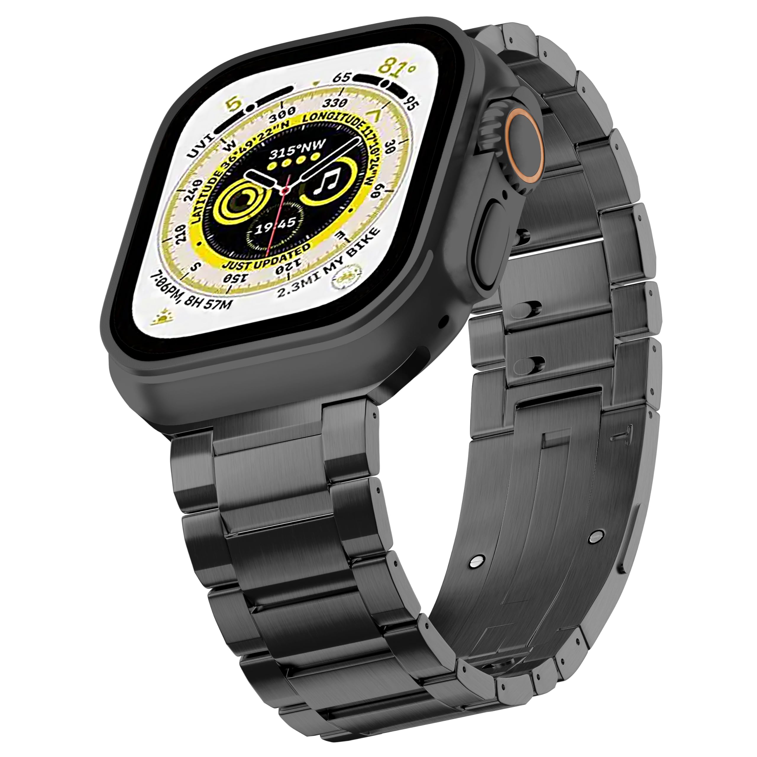 Photo 1 of LDFAS Compatible for Apple Watch Ultra 3/2 Band 49mm,Series 10 46mm Band Titanium Metal Men Watch Strap [Super Scratch Resistant] Compatible for Apple Watch 9/8 45mm Band, SSR-Black