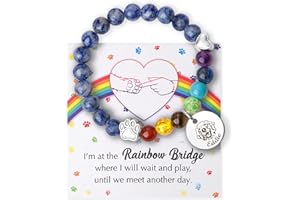 Anavia Pet Portrait Rainbow Bridge Pet Memorial Bracelet for Beloved Dog Cat, Pawprint on My Heart Personalized Handmade Bracelet Keepsake, Loss of Pet Sympathy Jewelry Gift for Women Teen Girl