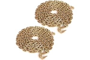 Aain Transport Binder Chain for Tow, G80 3/8 in * 10 FT Tie Down Chain with Grade 70 Hooks 丨 7,100 LBS Working Load Limit, 2 Pack