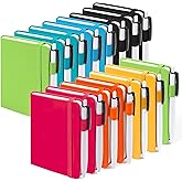 feela Pocket Small Notebooks Bulk, Mini Cute Notepads Hardcover College Ruled Lined Journals with Pen Holder for School Business Memos, with 15 Black Pens, 3.5”x 5.5”, 15 Pack, A6, Solid Colors