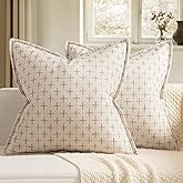 MIULEE Decorative Burlap Linen Throw Pillows Covers 18x18 Inch Beige Vintage Couch Pillow Covers Outdoor Modern Farmhouse Pillowcase Woven Textured Cushion Cases for Sofa Bed Livingroom