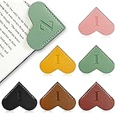6Pcs Personalized Leather Heart Bookmark with Initial,26 A-Z Letters Cute Corner Book Mark for Reading,Book Page Accessories for Women, Book Lovers, Teachers, Students Gifts