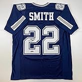 Facsimile Autographed Emmitt Smith Dallas Blue Reprint Laser Auto Football Jersey Size Men's XL