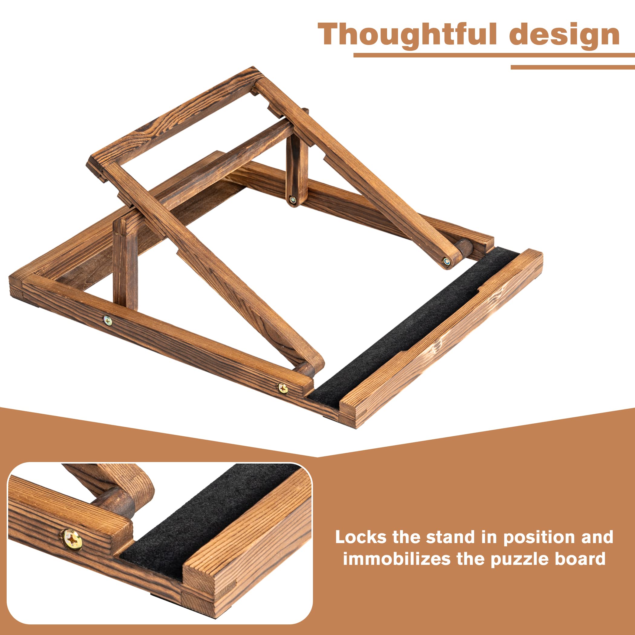 Tektalk Foldable Jigsaw Puzzle Board with 3 Angle Adjustable Bracket/Stand, Lightweight Portable Puzzle Mat Plateau with Wooden Easel, Foldaway Felt Puzzle Table, for Up to 1000 Pieces - Black