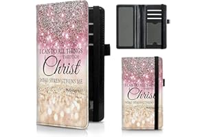 FUYOCWE Leather Checkbook Covers for Men Women Check book Holder Cover Wallets for Personal Checkbook Duplicate Checks with RFID Blocking & Elastic Strap-I can do all things through christ