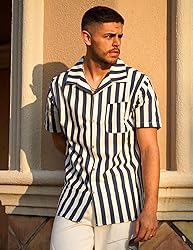 COOFANDY Men Casual Button Down Shirt Short Sleeve