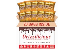 Drizzilicious Mini Rice Cakes French Toast - Rice Crisps, Healthy Snack for Adults and Kids, Flavored Rice Cakes, Vegan, Gluten Free, Allergen Free, Only 90 Calories Per Bag - .74 oz (Pack of 20)