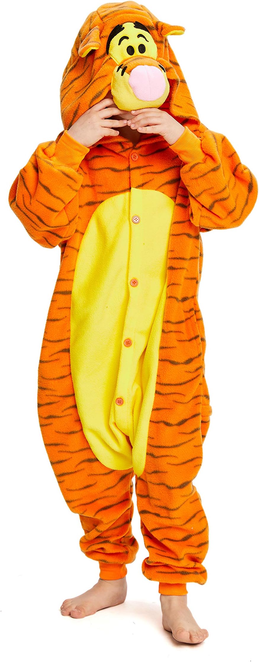 NEWCOSPLAY Halloween Unisex Kids Jump Jump Tiger Animal Pyjamas Cosplay Costume