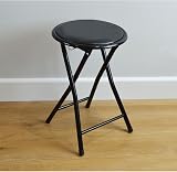 Harbour Housewares Black Padded Folding Stool with Steel Frame view 2