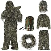 Seeutek 5 in 1 Ghillie Suit - 3D Camouflage Hunting Suits - Jacket, Pants, Hood, Carry Bag for Adults & Youth, M/L/XL/XXL