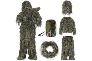 Seeutek 5 in 1 Ghillie Suit - 3D Camouflage Hunting Suits - Jacket, Pants, Hood, Carry Bag for Adults & Youth, M/L/XL/XXL