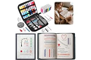 2026 All-in-One Embroidery Stitch Book Kit for Beginners, Complete DIY Tool Set with Punch Needle & Cross Stitch Supplies, Pa