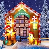 9.97 ft Inflatable Christmas Arch Outdoor Decoration Blow up Gingerbread Man Cookie House and Peppermint Decor with LED Lights Set for Indoor Outdoor Porch Door Garden Inflatable Xmas Arch Supplies