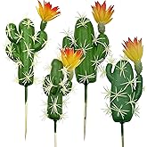 Woohome 4 PCS Faux Cactus with Flower, Faux Fake Succulents Artificial Cactus Succulent Plants for DIY Decorations