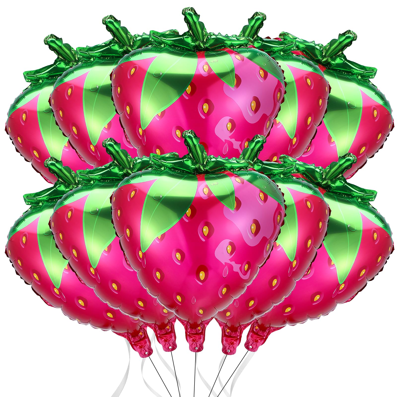 Photo 1 of 10 Pcs Strawberry Foil Balloons 7.87 Inch Cute Sweet Strawberry Ballons Strawberrys Shortcake Balloons with Ribbon Strawberrys Mylar Balloon for Cute Berry Birthday Party Baby Shower Party Decorations