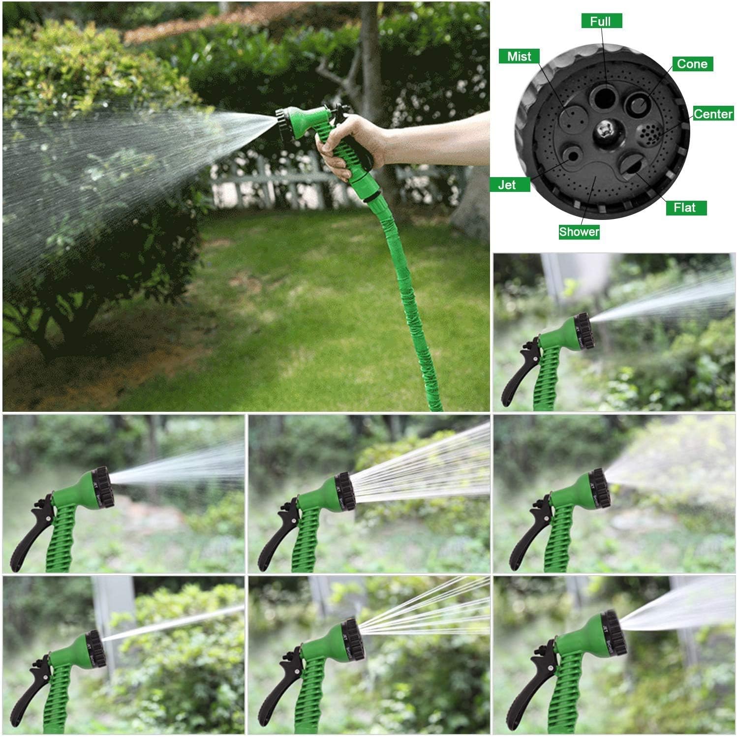 Sporgo Garden Hose, Expandable Garden Hose 50ft Strongest Water Hose Extra Strength Fabric, Flexible Expanding Pressure Water Hose with 7 Functional Spray Nozzles for Garden Patio Lawn Car Washing : Garden & Outdoor