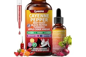 HEERB Vascuflow Cayenne Pepper Drops— k2 d3 Vitamin Supplement,Organic Hawthorn, Beet Root Powder, Turmeric, Berberine,Cinnamon Ginseng for Metabolism, Circulation,Heart & Vascular Wellness,Vegan