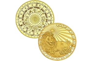 GIMILANG 12 Constellation Challenge Coin Gold-Plated Lucky Coin, Birthday Present Gift for Him or Her (Leo)