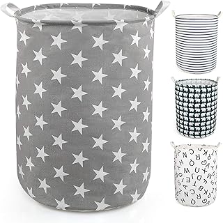NEWSTYLE Faltbar Wäschekorb,Wasserdicht Schmutzige Kleidung Household Rund Wäschebox Wäschetruhe Wäschekiste Kinder Spielzeug Organizer Aufbewahrungsbeutel mit Henkel (Grau Star)