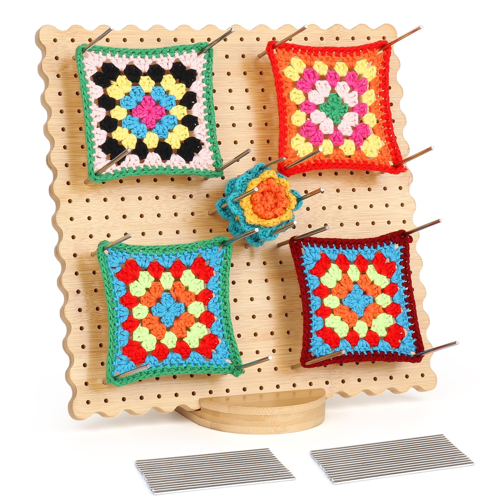 Reessy Crochet Blocking Board and Pins, Large Blocking Board for Crochet, 11 inch Granny Square Blocking Board for Crocheting and Knitting Projects