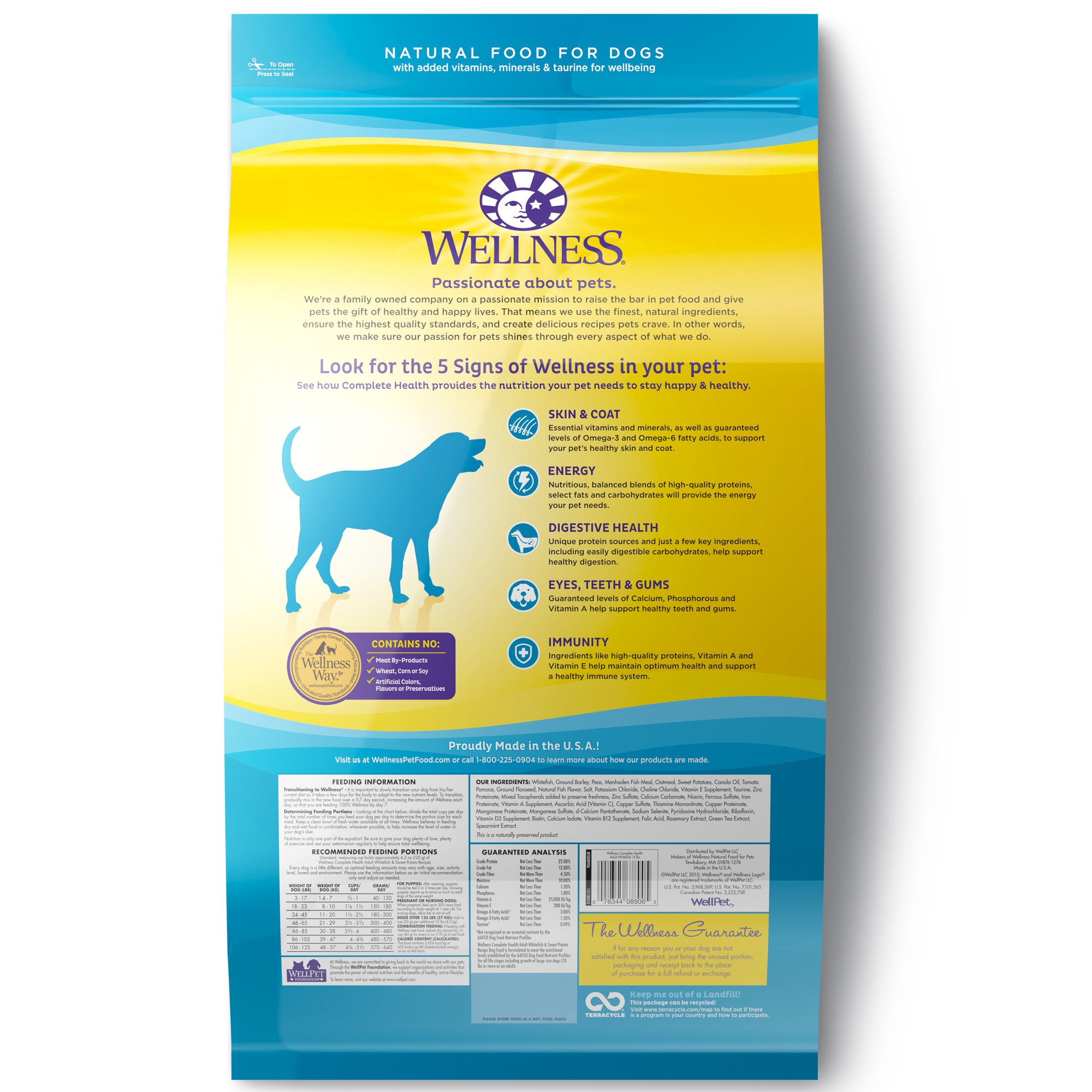 Wellness Complete Health Natural Dry Dog Food, Whitefish Sweet Potato
