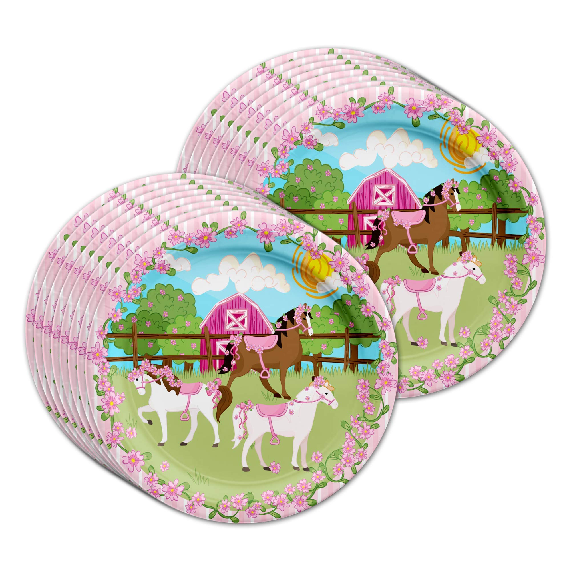 Lovely Pink Horse Birthday Party Supplies Set Plates Napkins Cups