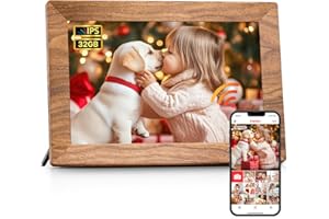 MAXANGEL Frameo 10.1" Digital Picture Frame, Brown Wood Smart WiFi Digital Photo Frame with 1280x800 HD IPS Touch Screen 32GB Memory Auto-Rotate Wall Mounted Slideshow, Share Photos/Videos from Phone Remotely