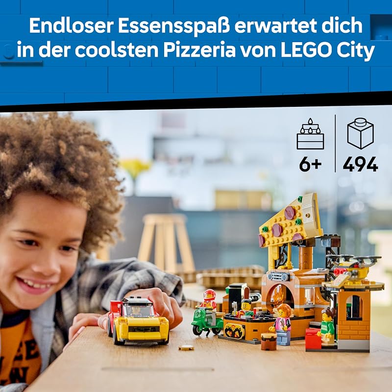 City Pizza-Liefererlebnis mit Fahrzeugen - inkl. Spielzeugauto, Roller, Drohne, Arcade-Automat und 4 Minifiguren - Geburtstagsgeschenk für Jungen ab 6 Jahren - 60496 — Foto 3 von 8