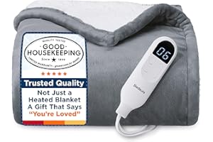 Bedsure Heated Blanket Throw Blanket - Fast Heating Electric Blanket, Soft Flannel Heated Throw with 4 Time Settings, 6 Heati