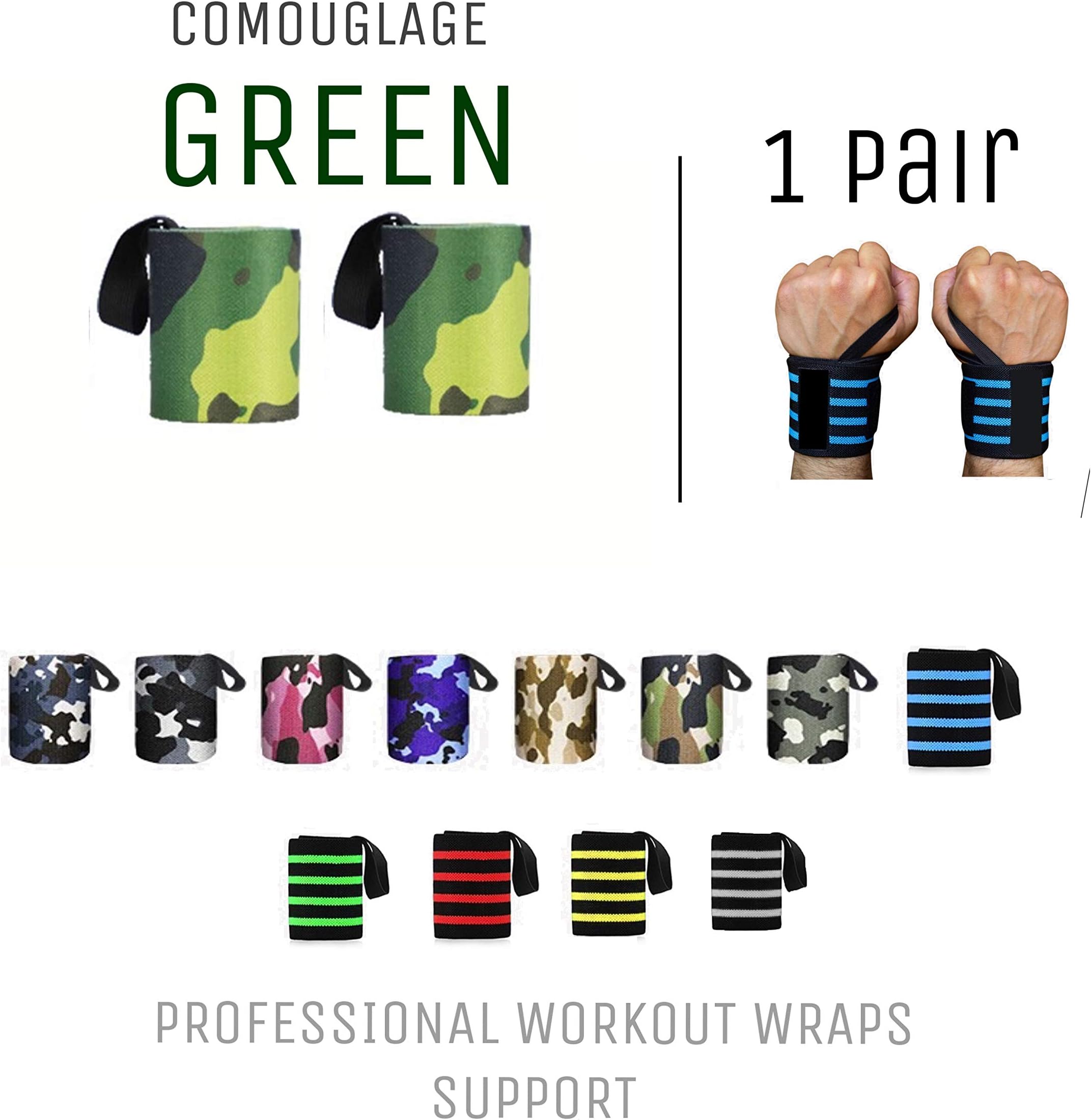 Privfit Wrist Wraps 18" Professional Grade with Thumb Loops - Wrist Support Braces for Men & Women - Weight Lifting, Xfit, Powerlifting, Strength Training (Como Green)